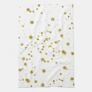 Guld Star Faux Foil Sequin Background Stjärndesign Kökshandduk
