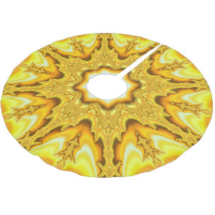 Guld Star Fractal Träd Skirt Julgransmatta Borstad Polyester
