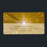 Guld Star-fraktetikett Fraktsedel<br><div class="desc">Modern design med en lysande,  mousserande guld och vit stjärna på en glödande bakgrund i guld. Adressetikett med anpassadets utformning så att du kan anpassa dig till din egen text,  bilder och dina idéer. Skapat av Jess Perry med hjälp av originalfotografier och digitala tekniker.</div>