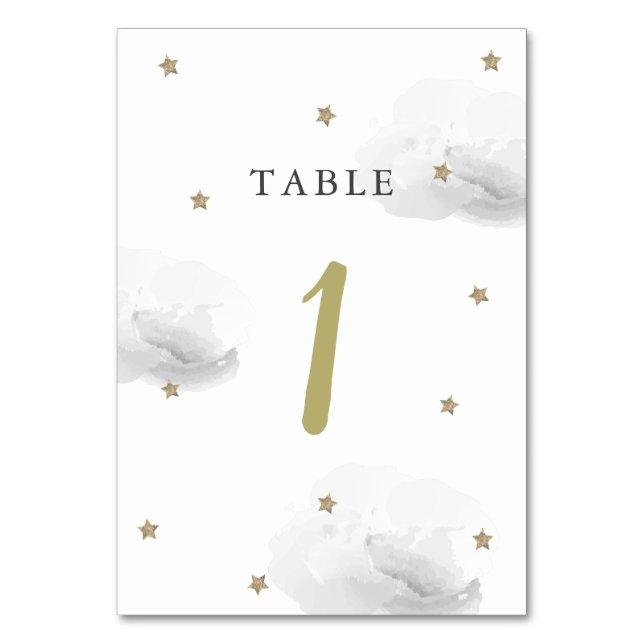 Guld Star & Grått Cloud Bordsnummer (Framsidan)