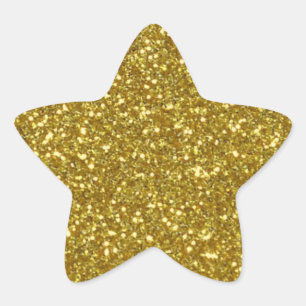 Guld Star i Guld Glitter Struktur Stjärnformat Klistermärke