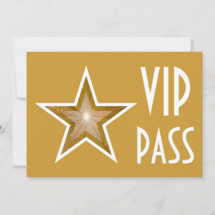 Guld Star-inbjudan till VIP PASS guld vågrät Inbjudningar