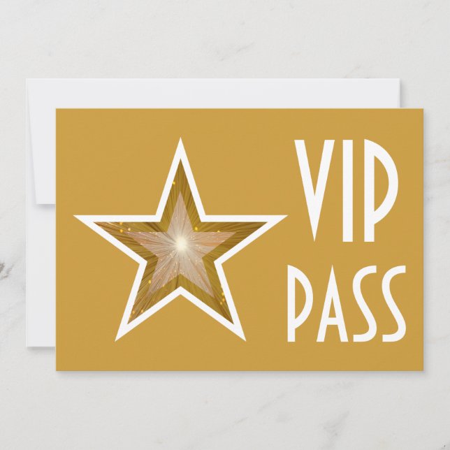 Guld Star-inbjudan till VIP PASS guld vågrät Inbjudningar (Framsida)