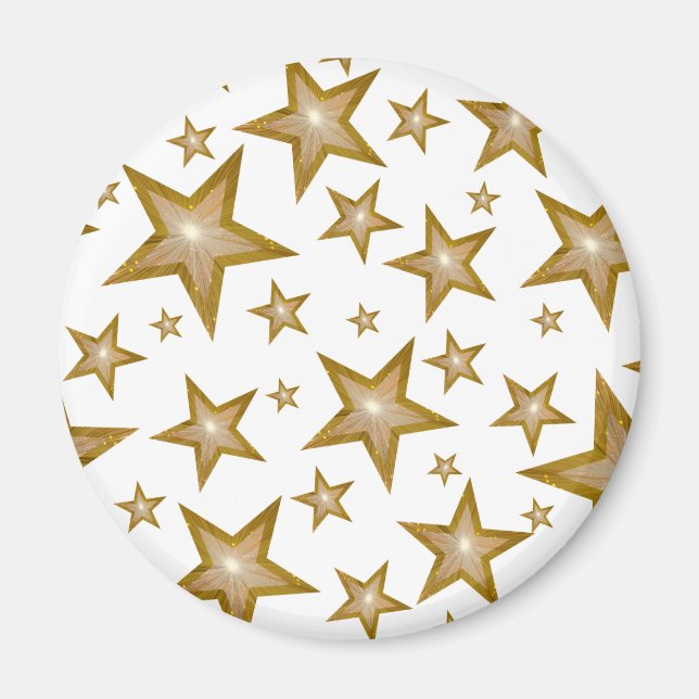 Guld Star-kylskåp, rund, vit Magnet (Framsidan)