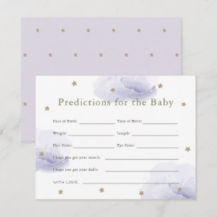 Guld Star & Lavender Cloud Baby predikkort Inbjudningar