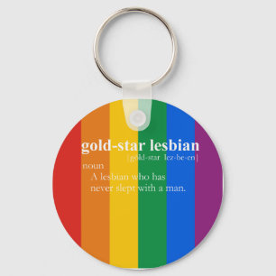 GULD STAR LESBISK T-SHIRT/Gay Slang T-shirt Nyckelring