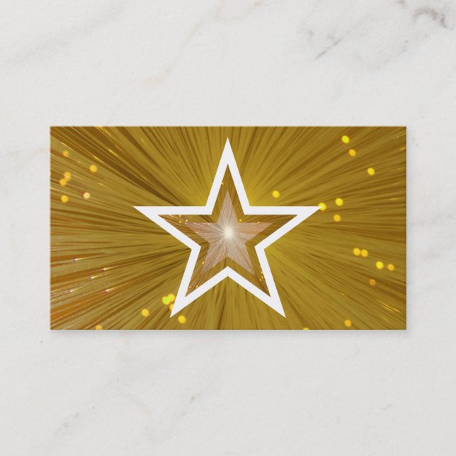 Guld Star-mall för visitkort, vit bak Visitkort (Framsida)