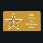 Guld Star märkre för "Familj"-presentkort för stor Fraktsedel<br><div class="desc">Modern design med en "skugg" guld och vit stjärna på guld färgadens bakgrund. Mjuk Märkre med en anpassade som du kan anpassa med din egen text,  bilder och dina idéer. Skapat av Jess Perry med hjälp av originalfotografier och digitala tekniker.</div>