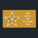 Guld Star märkre för "Familj"-presentkort för stor Fraktsedel<br><div class="desc">Modern design med en "skugg" guld och vit stjärna på guld färgadens bakgrund. Mjuk Märkre med en anpassade som du kan anpassa med din egen text,  bilder och dina idéer. Skapat av Jess Perry med hjälp av originalfotografier och digitala tekniker.</div>