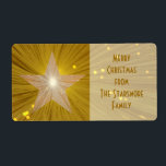 Guld Star märkre för "Familj"-presentkort stor Fraktsedel<br><div class="desc">Modern design med en "skuggande" guld och vit stjärna på en "glödande" guld-bakgrund. Mjuk Märkre med en anpassade som du kan anpassa med din egen text,  bilder och dina idéer. Skapat av Jess Perry med hjälp av originalfotografier och digitala tekniker.</div>