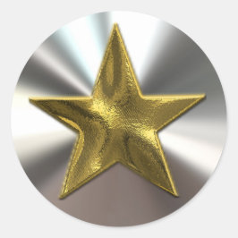 Guld Star- och Silver-stickers Runt Klistermärke