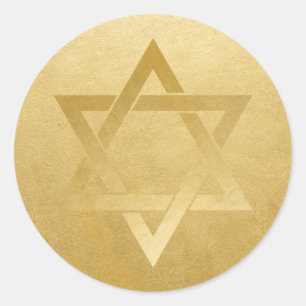 Guld Star of David Elegant Circle Runt Klistermärke