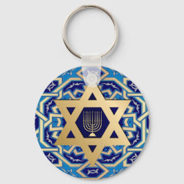Guld Star of David Jewish Helgdagars Gift Nyckelring