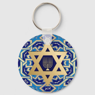 Guld Star of David Jewish Helgdagars Gift Nyckelring