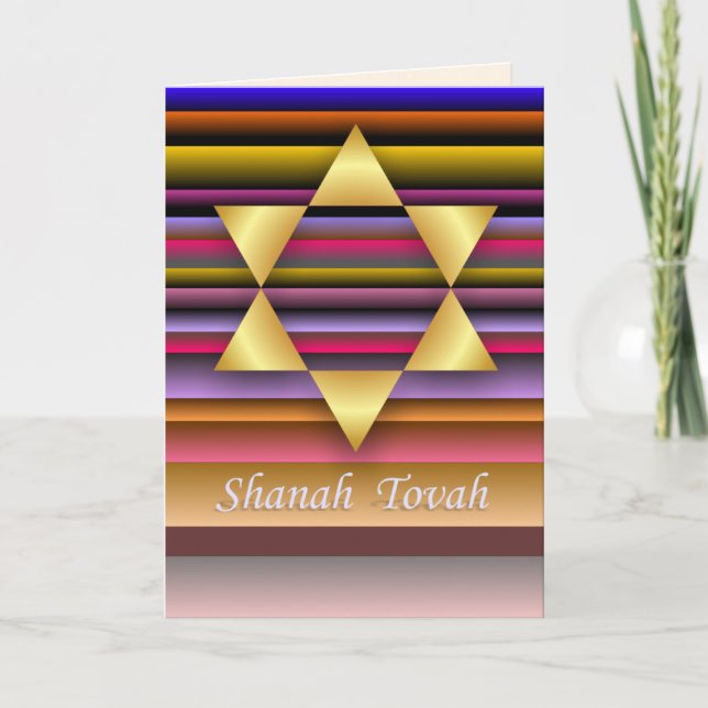 Guld Star of David Rosh Hashanah Card Helgkort (Framsida)