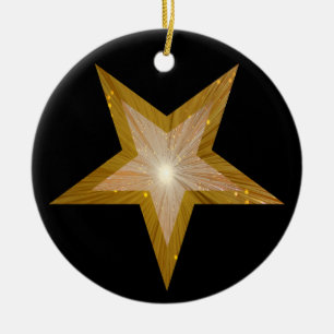 Guld Star, ornament runt svart, svart