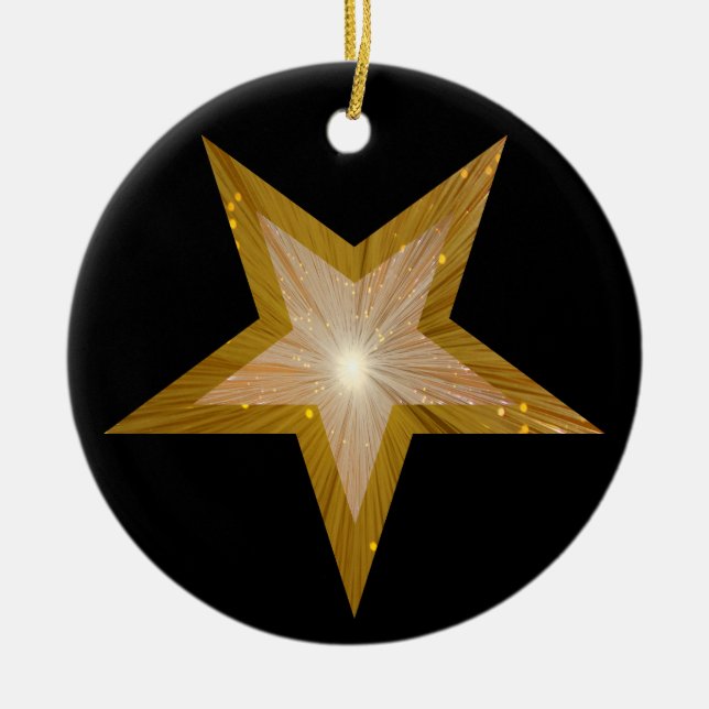 Guld Star, ornament runt svart, svart (Framsidan)