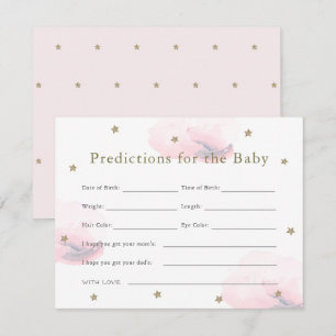 Guld Star & Rosa Cloud Baby Predictions Card Inbjudningar