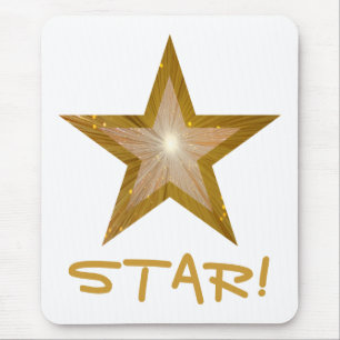 Guld Star "STAR!", munspannad vit! Musmatta