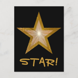 Guld Star "STAR!"-vykort svart! Vykort