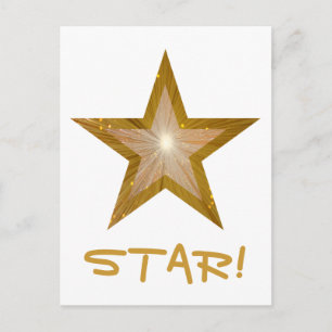 Guld Star "STAR"! vykort vit