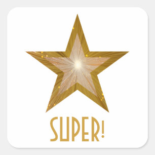Guld Star "TOPPEN!" är vit kvadratklistermärke Fyrkantigt Klistermärke