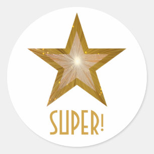 Guld Star TOPPEN! Runt klistermärke, vit! Klistermärke