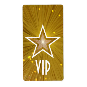 Guld Star VIP-etikett för stor vit text Fraktsedel