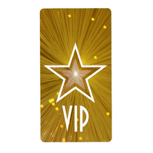 Guld Star VIP-etikett för stor vit text Fraktsedel (Framsidan)