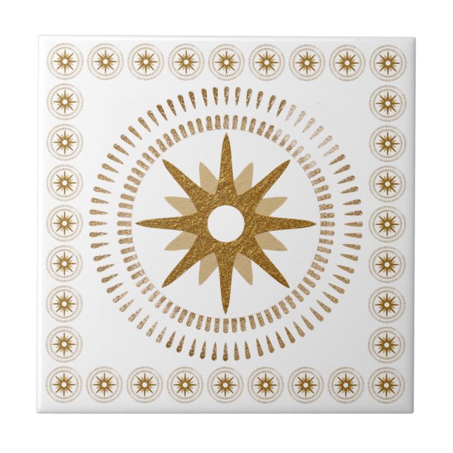 Guld Starburst Medallion Kakelplatta (Framsidan)