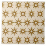 Guld Starburst Mönster Large i mitten av århundrad Kakelplatta<br><div class="desc">Modern design i mitten av århundradet som ger vintage mönster av guld stjärnsprängningar på en beige bakgrund. Enkel, ren modern design. Skapa din egen anpassningsbar mönster genom att ladda upp en ny bild eller använda meddelandeknappen för att kontakta designern för hjälp. Så här skapar du din egen mönstrade design: 1....</div>