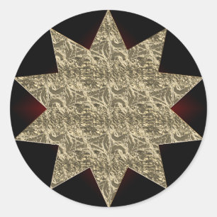 Guld Starburst Sticker Runt Klistermärke