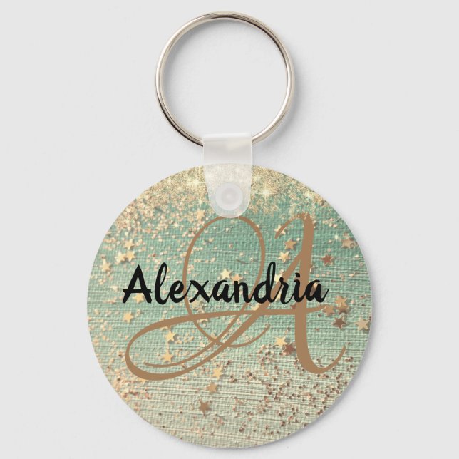 Guld Stardust on Sea Grönt Nyckelring (Framsida)