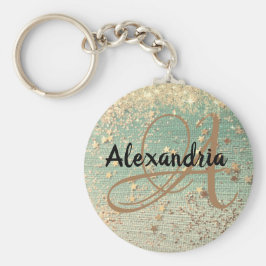 Guld Stardust on Sea Grönt Nyckelring