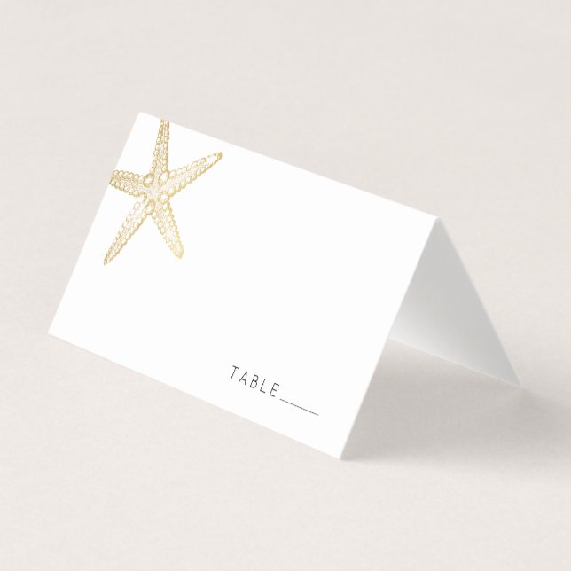 Guld Starfish Elegant Seashell Place Card Visitkort (Framsida)