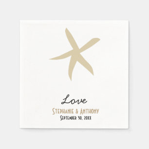 Guld Starfish Nautical Beach Wedding Kärlek Pappersservett