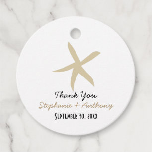 Guld Starfish Nautical Beach Wedding Tack Gåvor Etiketter