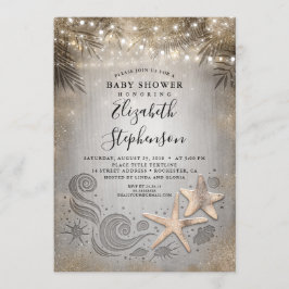 Guld Starfish Tropical Beach Ljus Baby Shower Inbjudningar