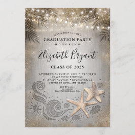 Guld Starfish Tropical Beach Ljus Studenten Inbjudningar