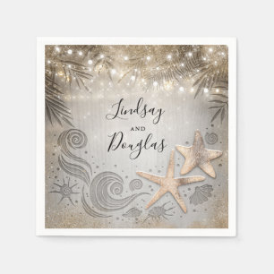 Guld Starfish Tropical Beach Wedding Pappersservett
