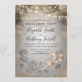 Guld Starfish Tropical Handflatan Beach Förlovning Inbjudningar