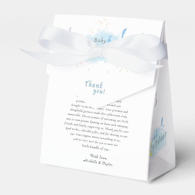 Guld Starlit Pojke Bliss Stork Speciell Delivery Presentaskar (Framsidan Sidan)