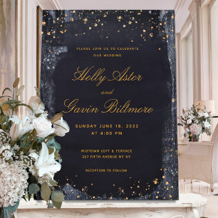 Guld Starry Night Bröllop Inbjudningar
