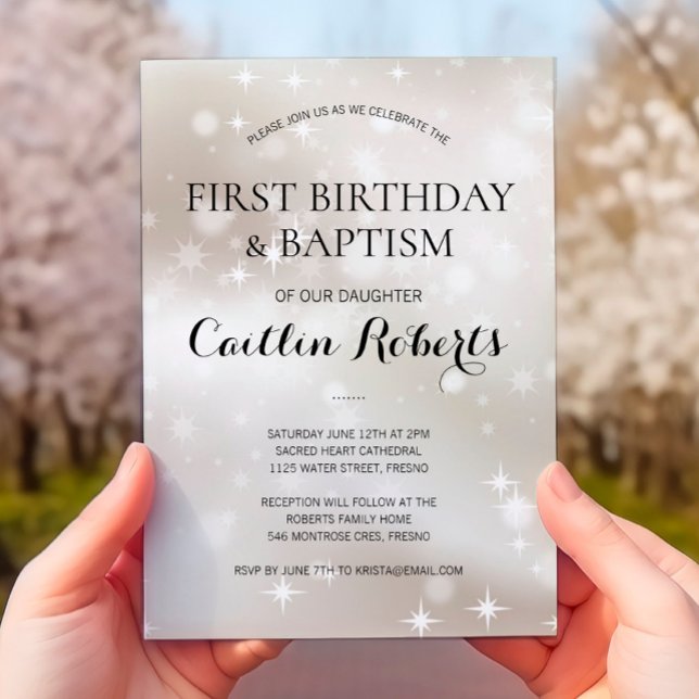 Guld Stars 1:a födelsedag och baptism - Christenin Inbjudningar (Skapare uppladdad)