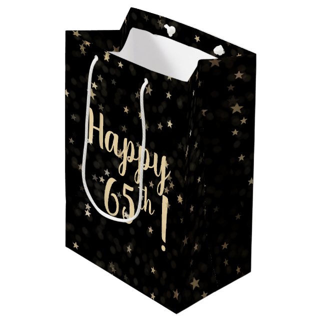 Guld Stars and Dots 65e Birthday Medium Gift Bag (Framsidan Vinklad)