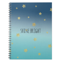 Guld Stars Aqua Blue Ombre personlig Citat