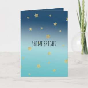 Guld Stars Aqua Blue Ombre personlig Citat Kort