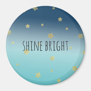 Guld Stars Aqua Blue Ombre personlig Citat Magnet