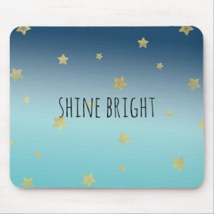 Guld Stars Aqua Blue Ombre personlig Citat Musmatta