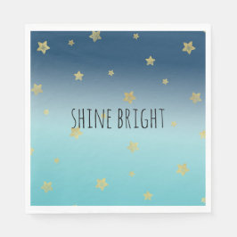 Guld Stars Aqua Blue Ombre personlig Citat Pappersservett